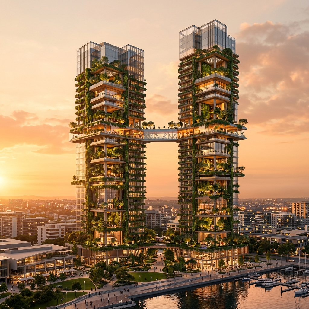 Towers at sunset